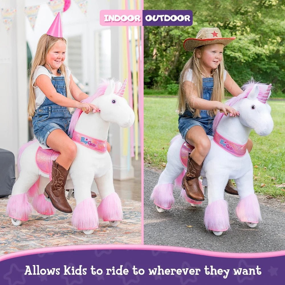 PonyCycle Ride on Horse Toy Boys and Girls Unicorn Age 4 - 8 Years Old - Pink - Marah Kids