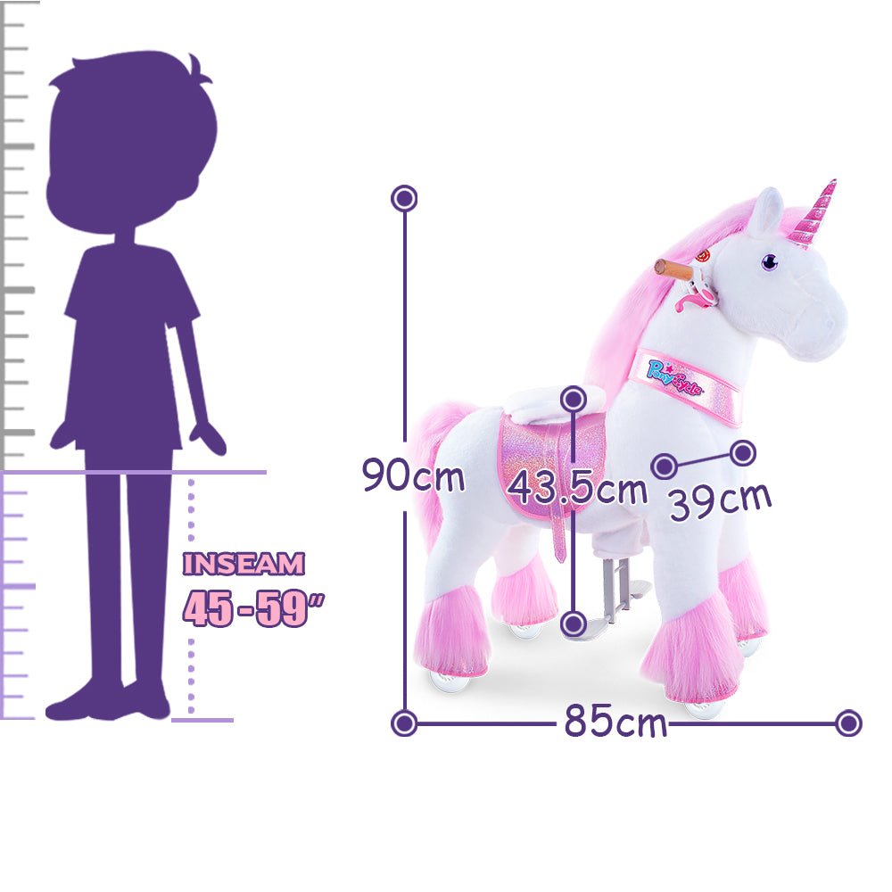 PonyCycle Ride on Horse Toy Boys and Girls Unicorn Age 4 - 8 Years Old - Pink - Marah Kids
