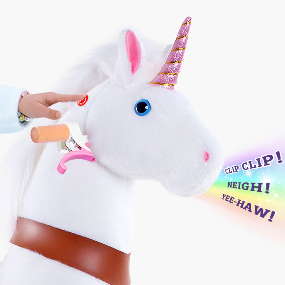 PonyCycle Ride on Horse Toy Boys and Girls Unicorn Age 4 - 8 old - White - Marah Kids