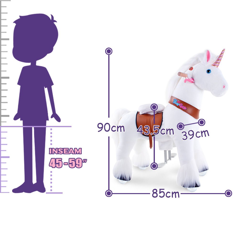 PonyCycle Ride on Horse Toy Boys and Girls Unicorn Age 4 - 8 old - White - Marah Kids