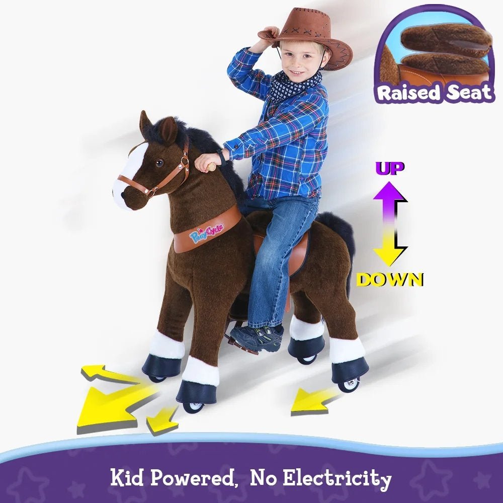 PonyCycle Ride on Horse Toy Boys and Girls Age 4 - 8 old - Chocolate Brown - Marah Kids