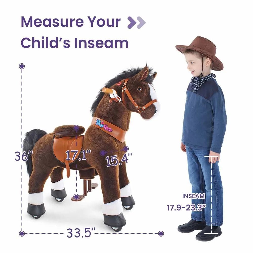 PonyCycle Ride on Horse Toy Boys and Girls Age 4 - 8 old - Chocolate Brown - Marah Kids