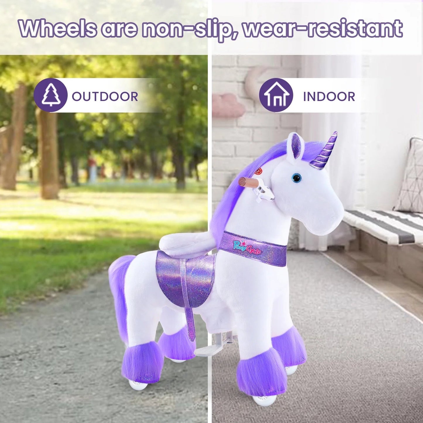 PonyCycle Ride on Horse Unicorn Boys and Girls Ages 4 - 8 Year - Purple - Marah Kids