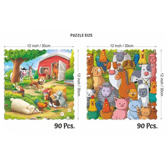 Unik Play - Go Crazy Jigsaw Puzzle | Attractive Cartoon Print Puzzle | 2 Puzzle Trays - Farm | Kids and Adults 6+ - Marah Kids