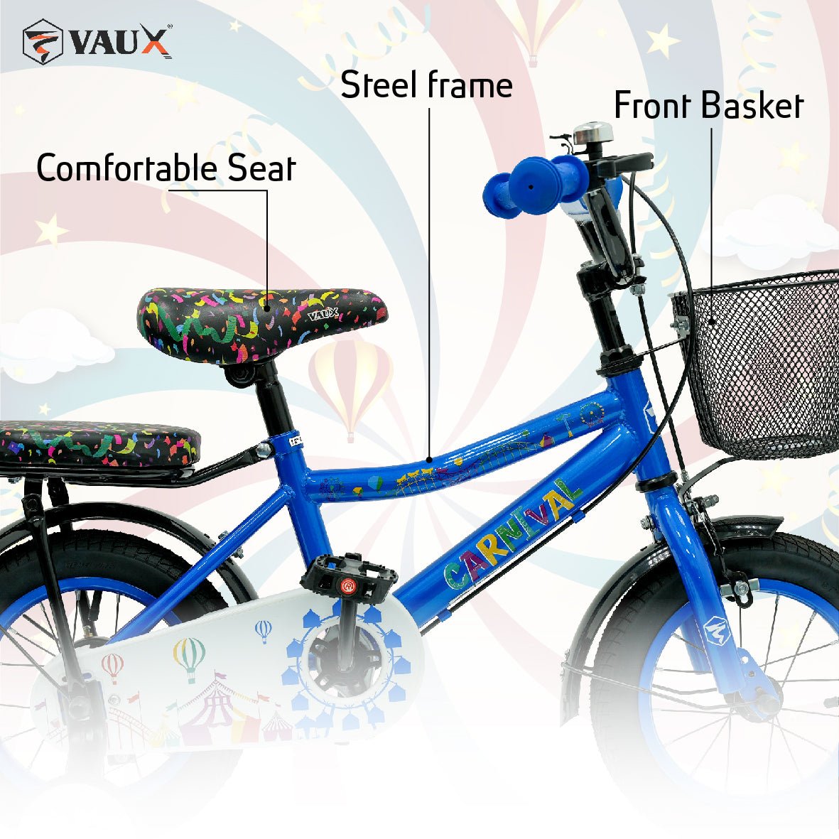 VAUX Carnival Kids Bike 12 Inch - Blue - Marah Kids