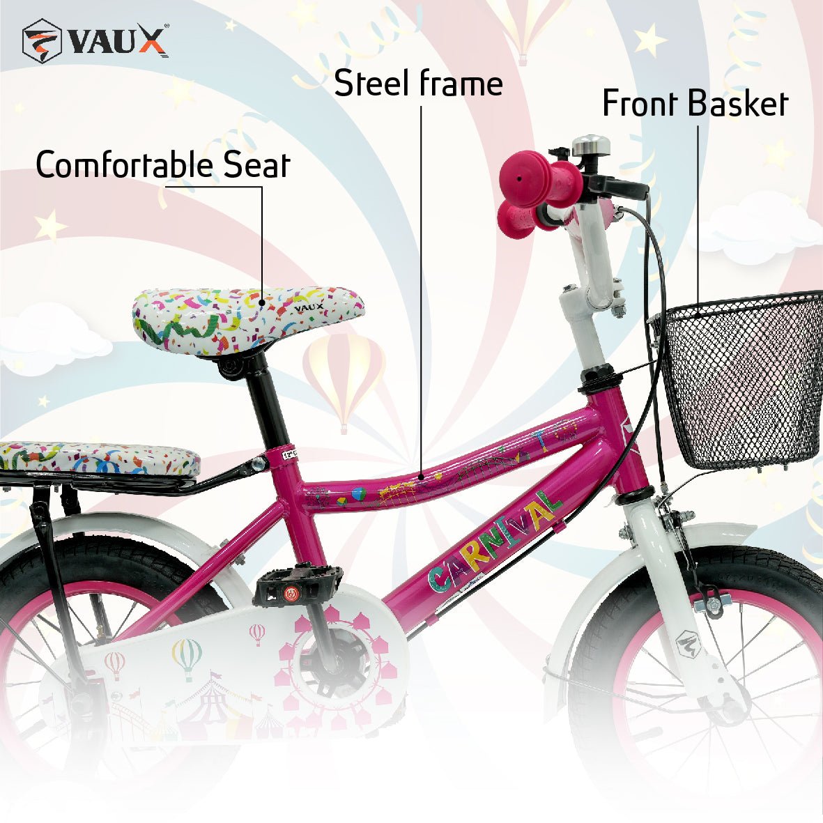 VAUX Carnival Kids Bike 12 Inch - Dark Pink - Marah Kids