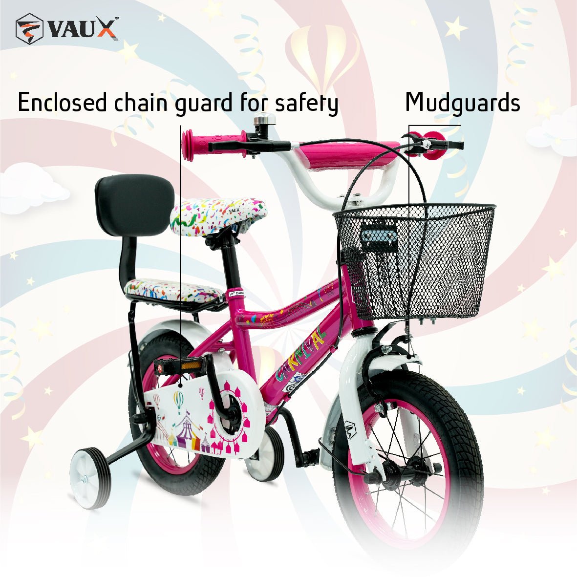 VAUX Carnival Kids Bike 12 Inch - Dark Pink - Marah Kids