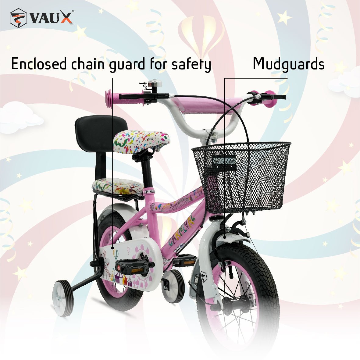 VAUX Carnival Kids Bike 12 Inch - Light Pink - Marah Kids
