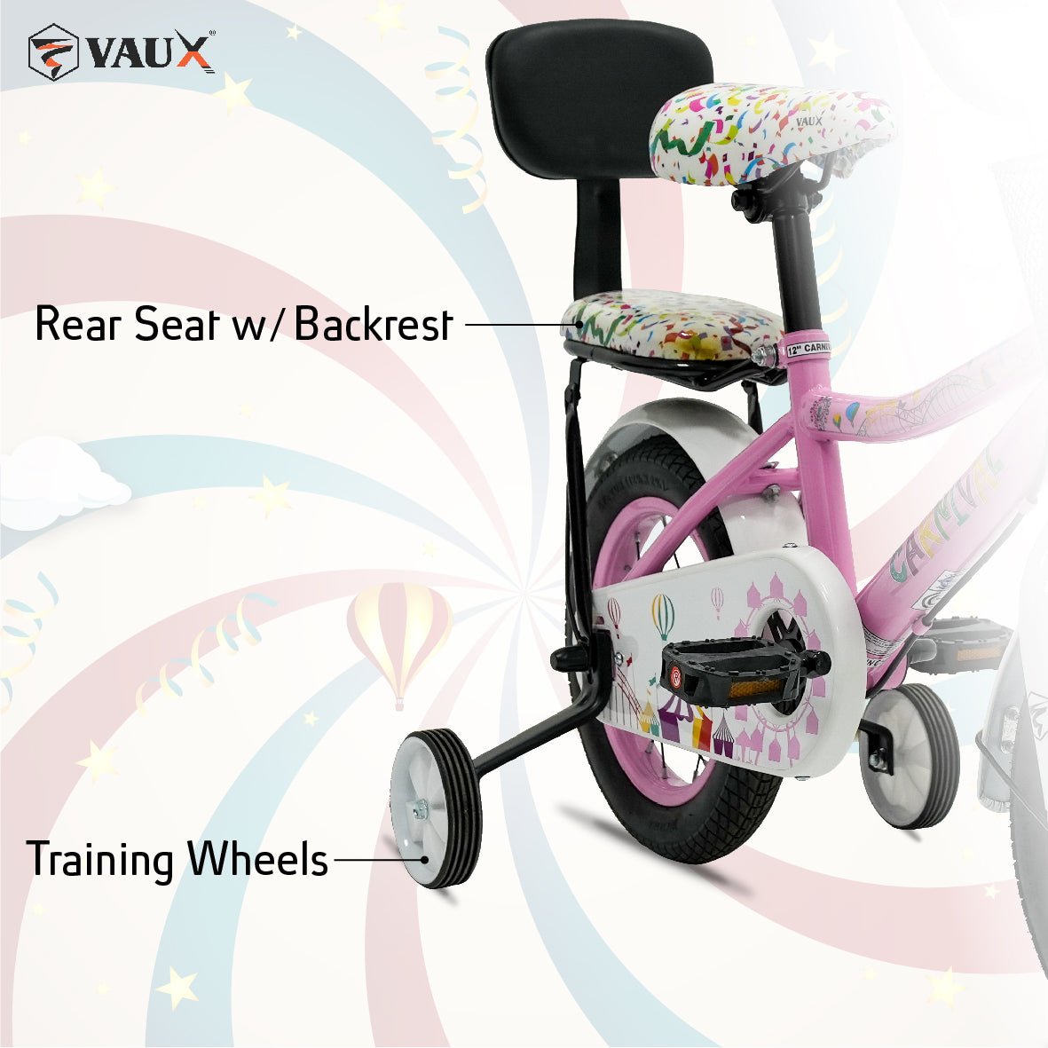 VAUX Carnival Kids Bike 12 Inch - Light Pink - Marah Kids
