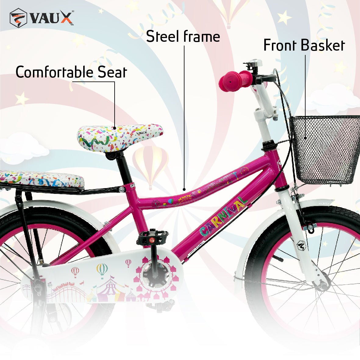 VAUX Carnival Kids Bike 16 Inch - Dark Pink - Marah Kids