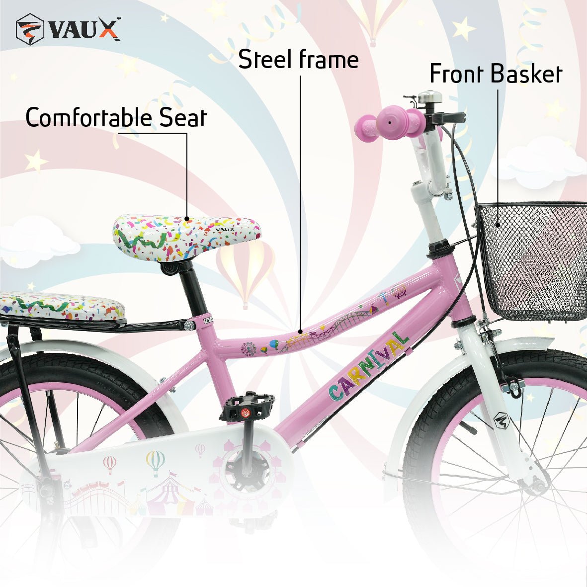 VAUX Carnival Kids Bike 16 Inch - Light Pink - Marah Kids