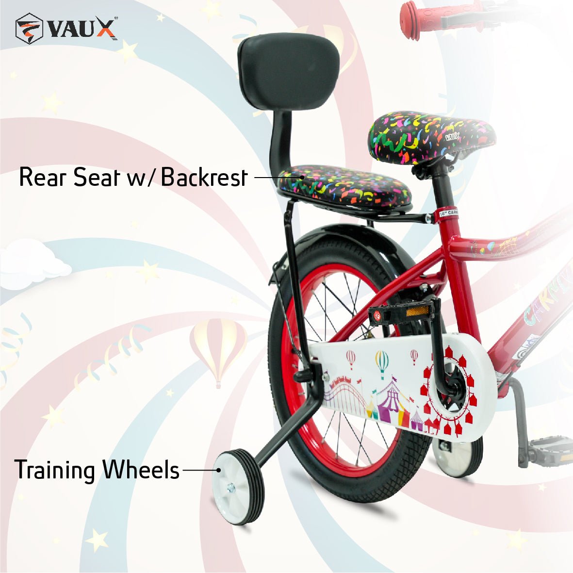 VAUX Carnival Kids Bike 16 Inch - Red - Marah Kids