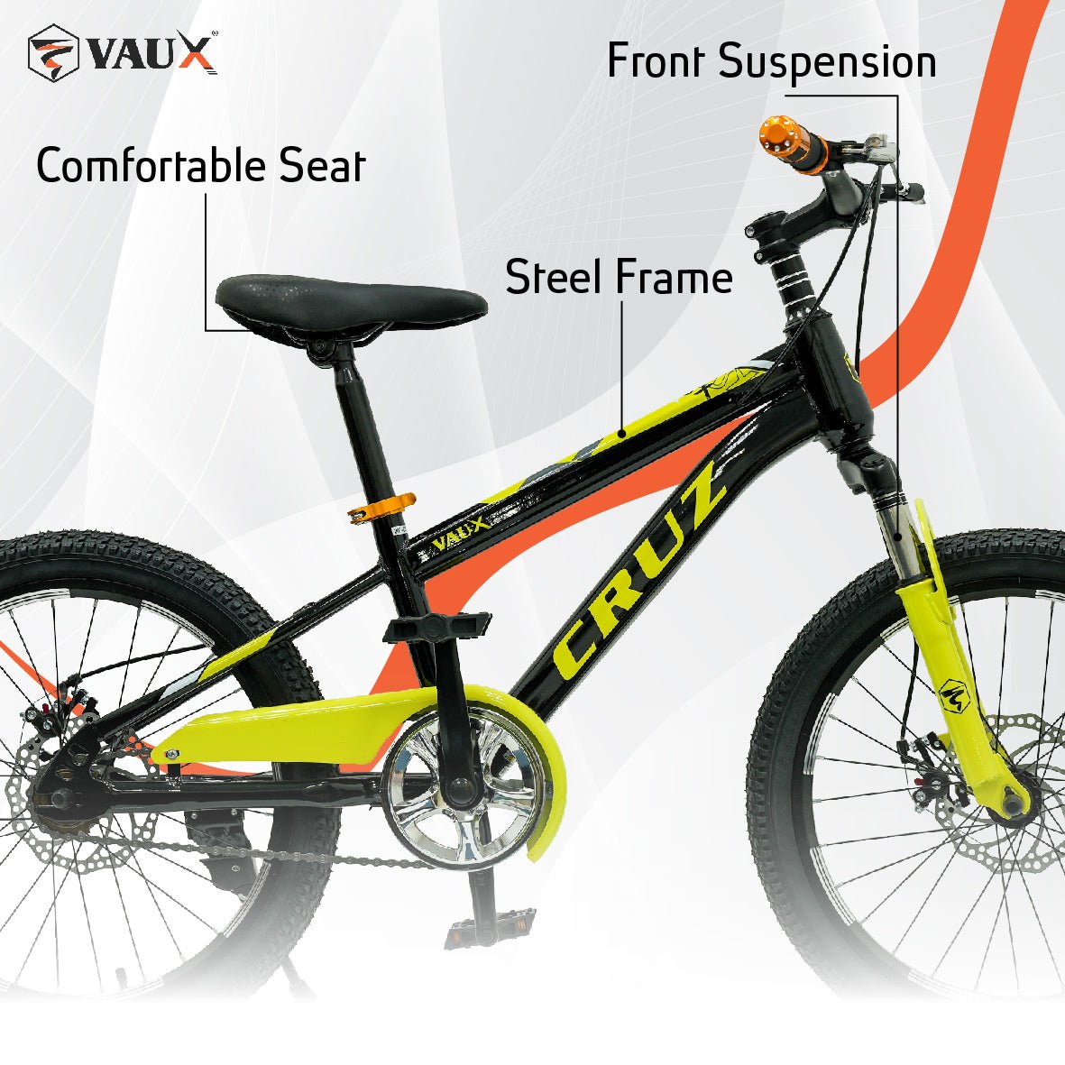 VAUX Cruz Kids Bike 20 Inch - Yellow - Marah Kids