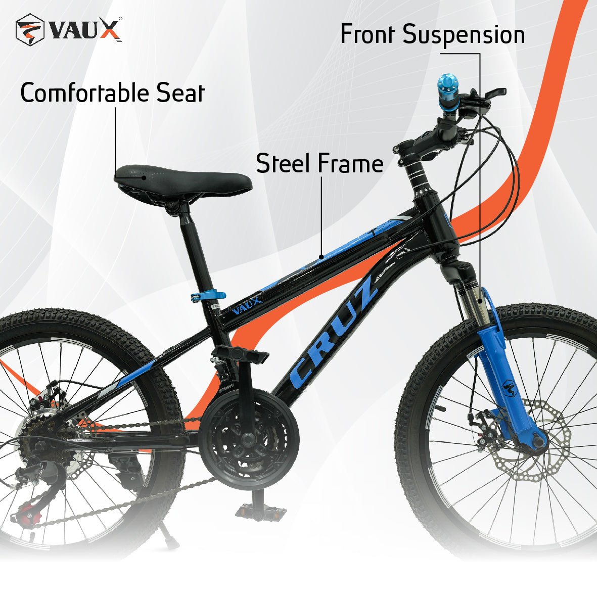 Vaux Cruz Kids Bike 20 Inch 21 Speed - Blue - Marah Kids