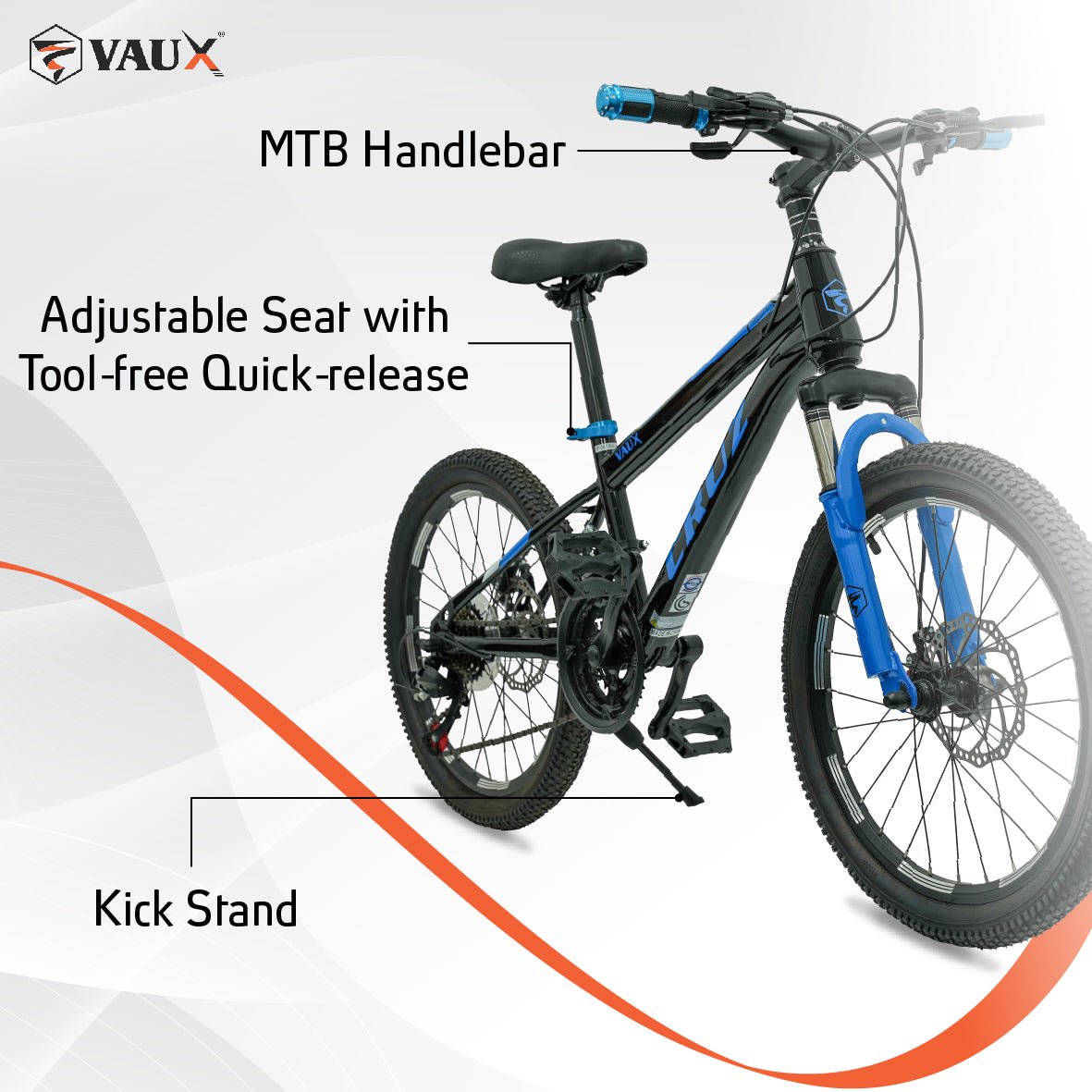 Vaux Cruz Kids Bike 20 Inch 21 Speed - Blue - Marah Kids