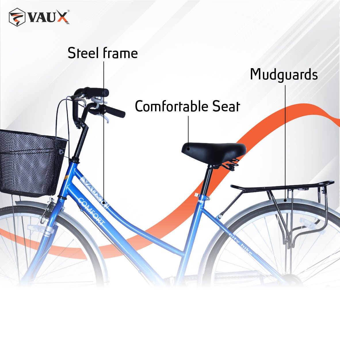 VAUX Comfort City Bike 26" 6 Speed - Black - Marah Kids