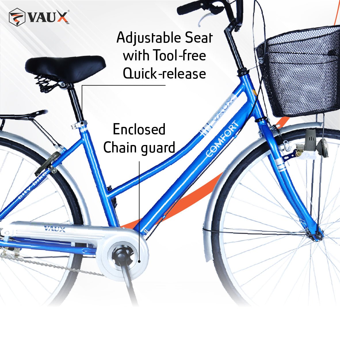 VAUX Comfort City Bike 26" 6 Speed - Black - Marah Kids