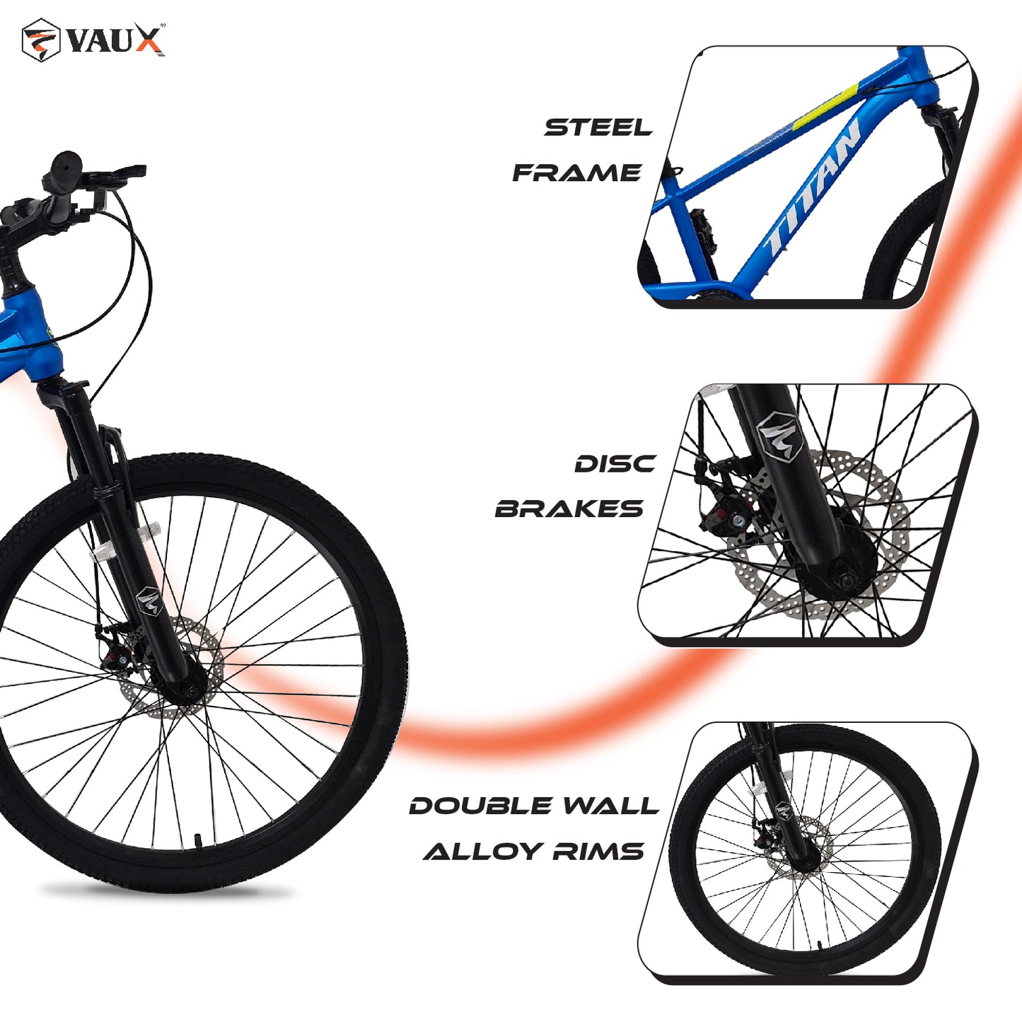 VAUX Titan Single Speed Mountain Bike - Blue - 26" - Marah Kids