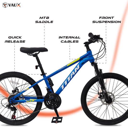 VAUX Titan 21 Speed Mountain Bike - Grey - 26" - Marah Kids