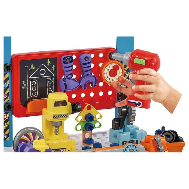 VTech My Busy Workbench, Interactive Toddler Toy, Pretend Play Tools, 100+ Pieces, Lights, Music & Sounds, Kids Gifts 3, 4, 5 + Years, English Version - Marah Kids