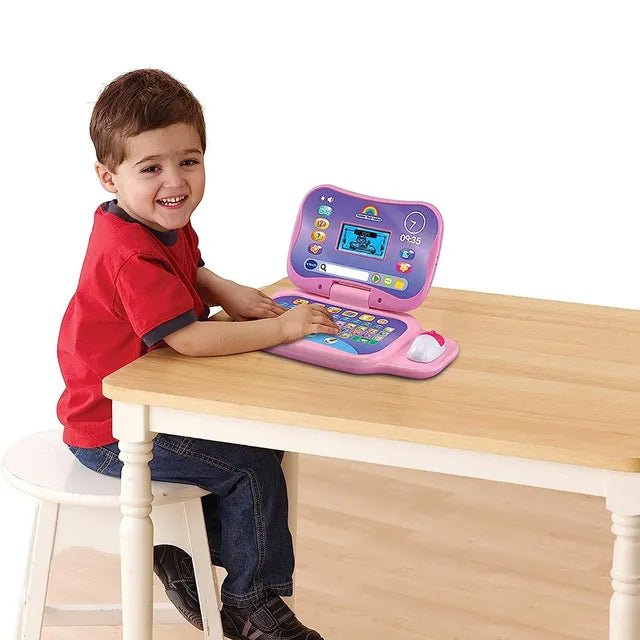 VTech Toddler Tech Laptop, Pink Interactive Educational Computer Toy, 20 Games for Pre - School Children, Learn Alphabet, Letters, Shapes, Numbers, Music & French, Kids 2, 3, 4 + Years, English Version - Marah Kids