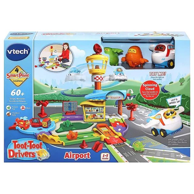 VTech Toot Drivers Airport, Car Tracks for Kids with Lights and Sounds, Musical Toy, Suitable for Boys & Girls 12 Months, 2, 3, 4 + Years, English Version - Marah Kids