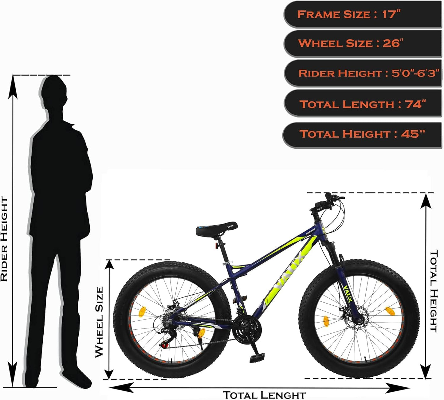 VAUX Joggers 26" Fat Mountain Bike - Blue - Marah Kids