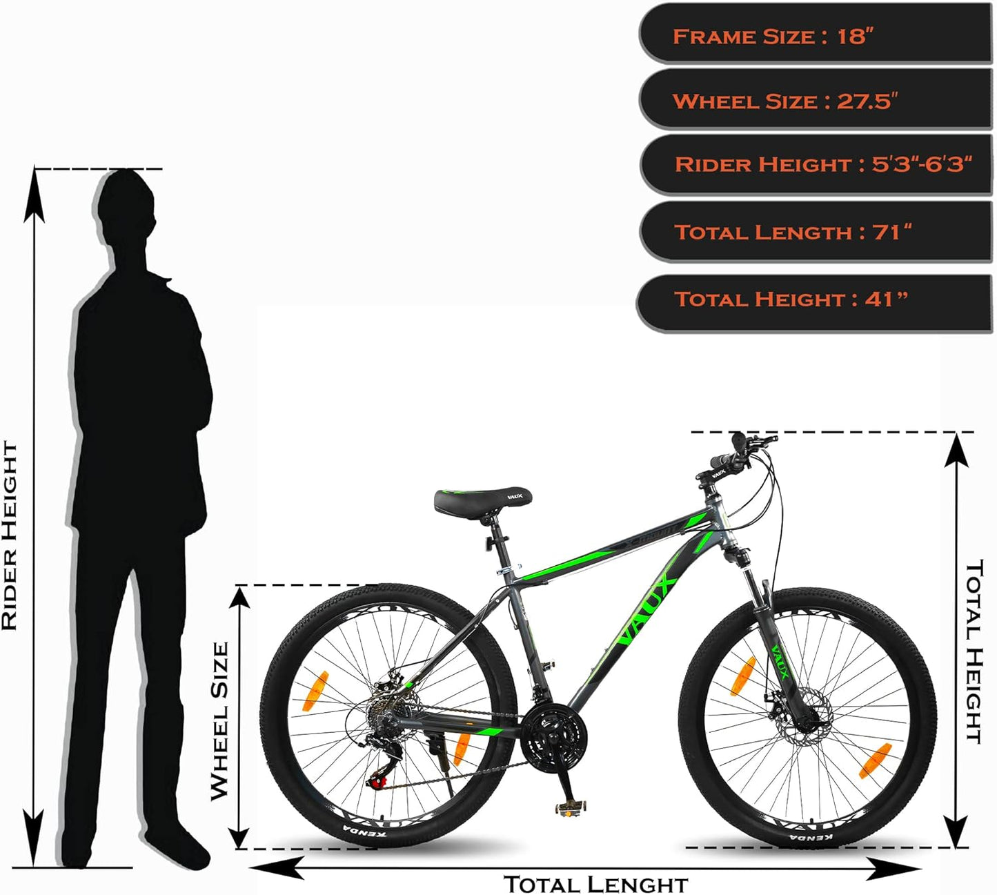 VAUX X - Mount 27.5" Mountain Bike - Grey - Marah Kids