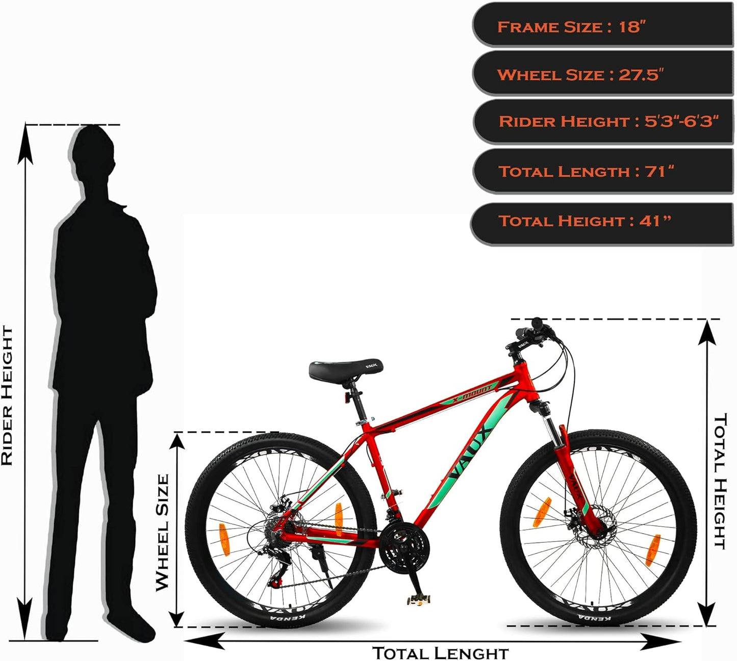 VAUX X - Mount 27.5" Mountain Bike - Red - Marah Kids