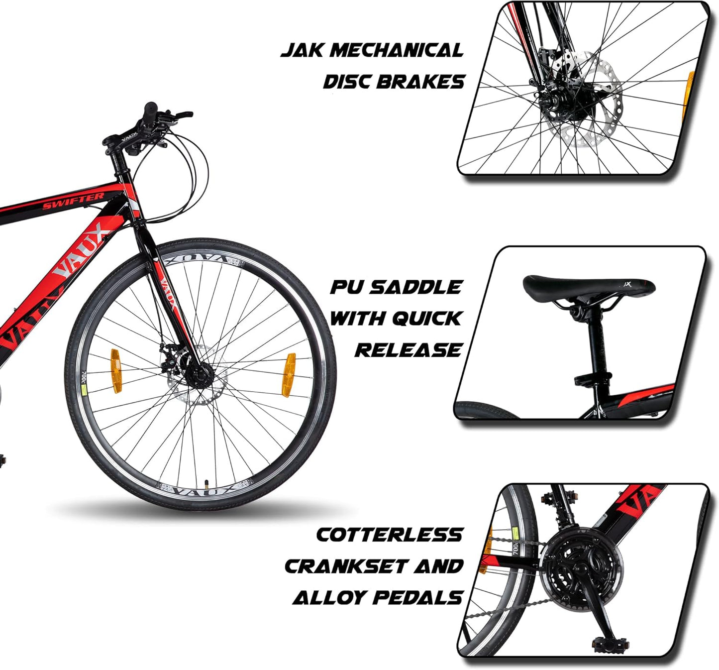 VAUX Swifter Hybrid Road Bike 700C - Black - Marah Kids