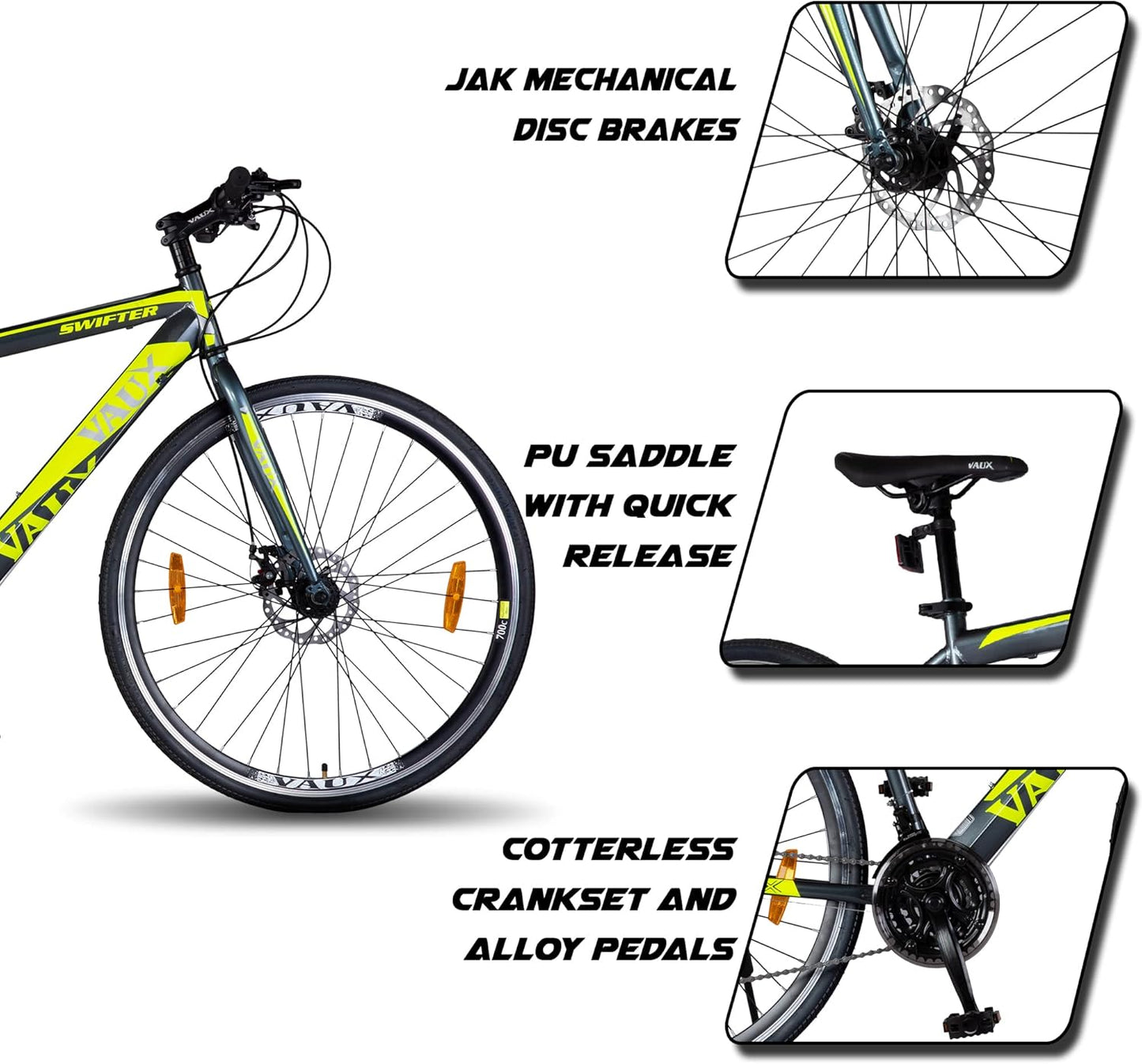VAUX Swifter Hybrid Road Bike 700C - Grey - Marah Kids