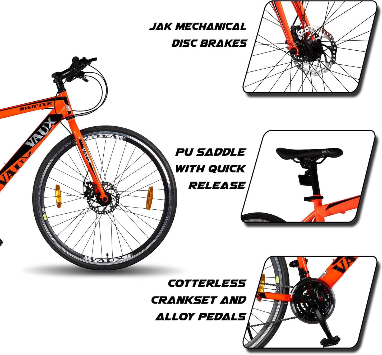 VAUX Swifter Hybrid Road Bike 700C - Orange - Marah Kids