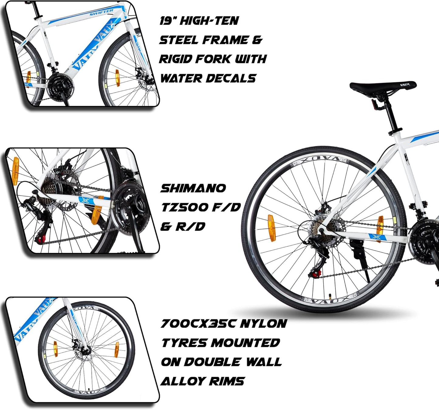 VAUX Swifter Hybrid Road Bike 700C - White - Marah Kids