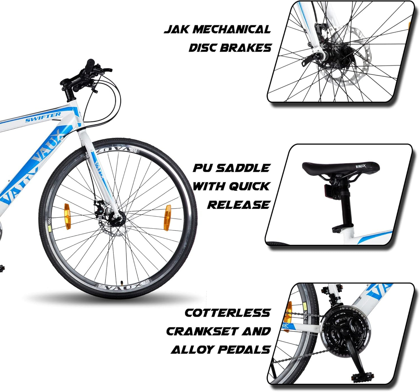 VAUX Swifter Hybrid Road Bike 700C - White - Marah Kids