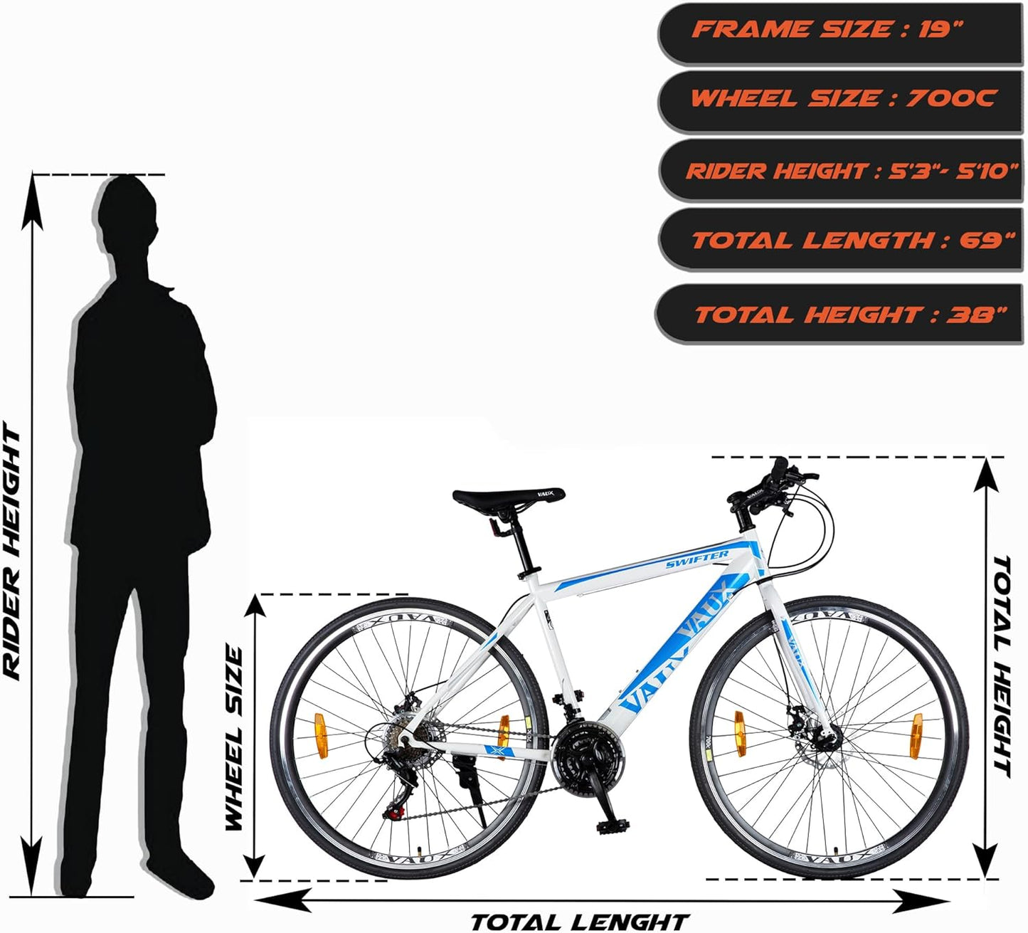 VAUX Swifter Hybrid Road Bike 700C - White - Marah Kids