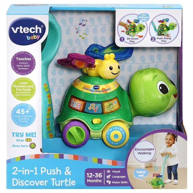 Vtech 2 - IN - 1 PUSH & DISCOVER TURTLE - Marah Kids
