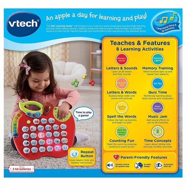 VTech - ABC Learning Apple | Excellent Toddler Toy for Kids 2+ Years, Toddler Tablet with A - to - Z Alphabet and Time | 8 Learning Modes, Multiple Tunes | Red - Marah Kids