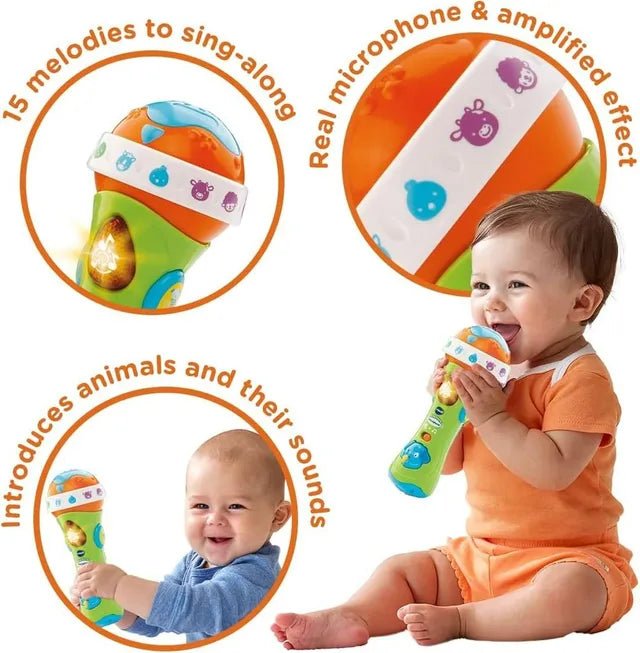 Vtech Toddler Microphone – Early Learning Music Toy with Voice Effects, Lights & Animal Sounds | Developmental Fun for Boys & Girls Ages 1 to 3 - Marah Kids