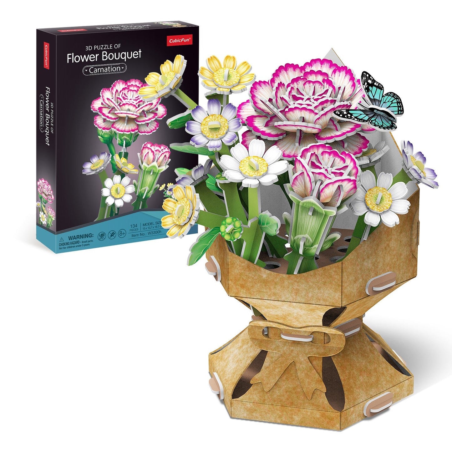 CUBIC FUNun 3D Puzzle Carnation Flower Bouquet 134pieces - Marah Kids