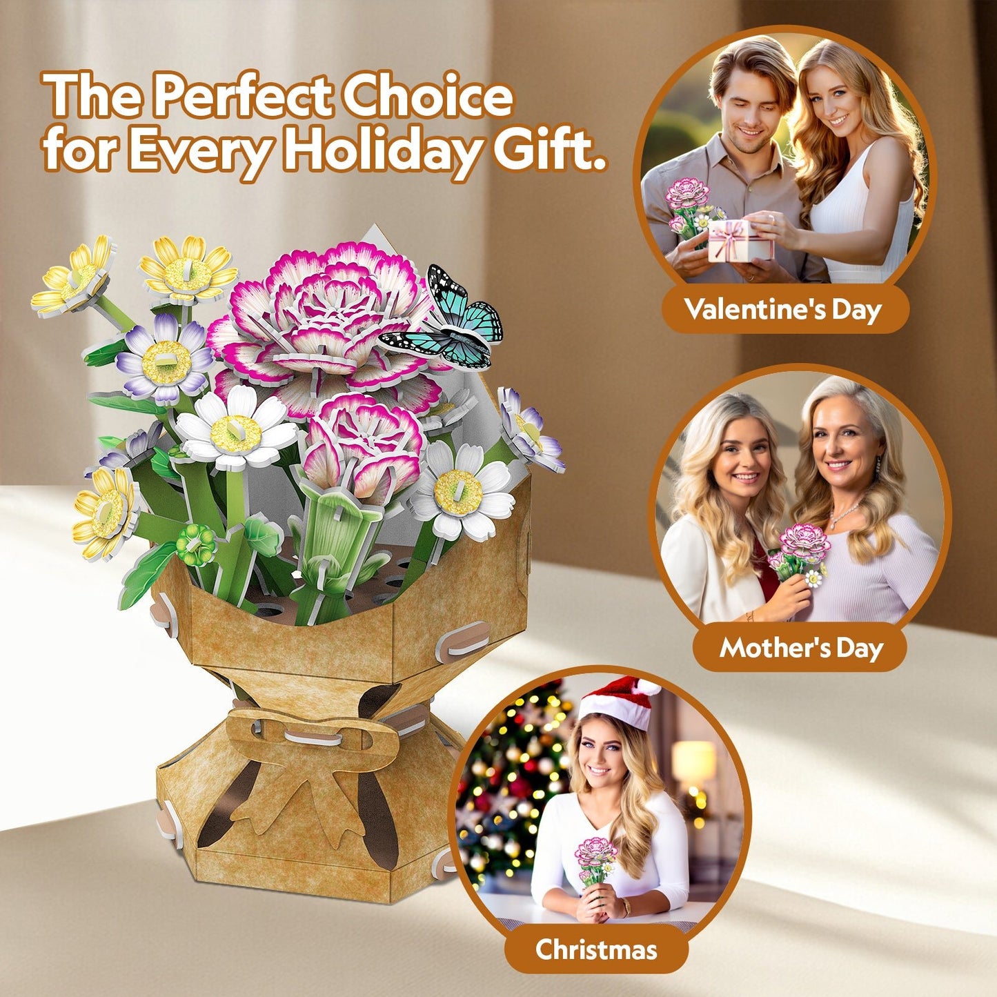 CUBIC FUNun 3D Puzzle Carnation Flower Bouquet 134pieces - Marah Kids