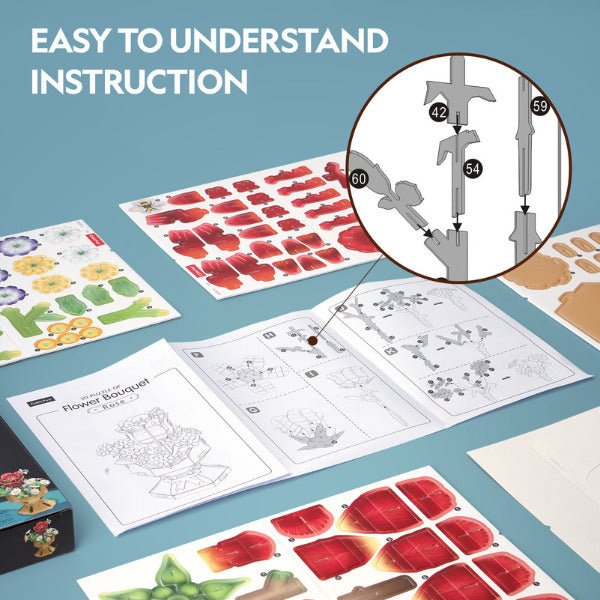 CUBIC FUNun 3D Puzzle Rose Flower Bouquet 120pieces - Marah Kids