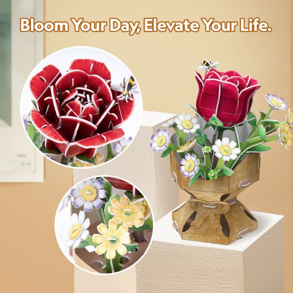 CUBIC FUNun 3D Puzzle Rose Flower Bouquet 120pieces - Marah Kids
