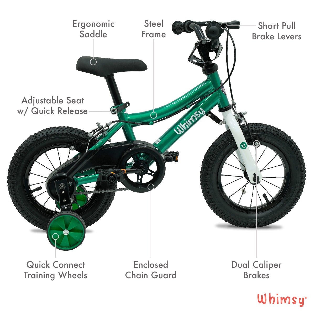 Whimsy Wheels Classic 12" Kids Bike - Green - Marah Kids