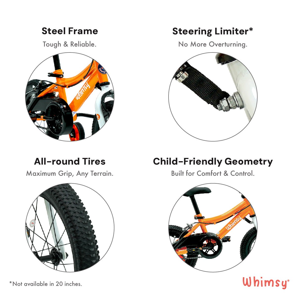 Whimsy Wheels Classic 12" Kids Bike - Orange - Marah Kids