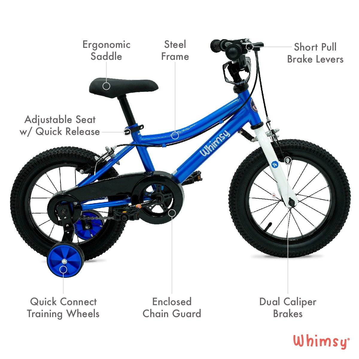 Whimsy Wheels Classic 14" Kids Bike - Blue - Marah Kids