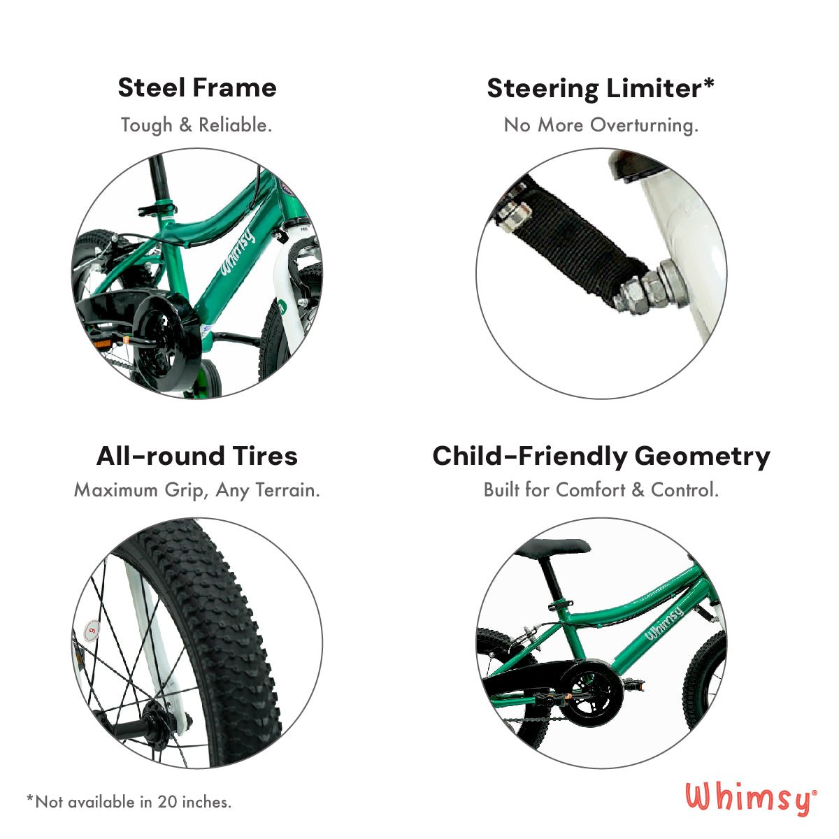 Whimsy Wheels Classic 14" Kids Bike - Green - Marah Kids