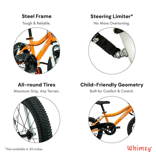 Whimsy Wheels Classic 14" Kids Bike - Orange - Marah Kids