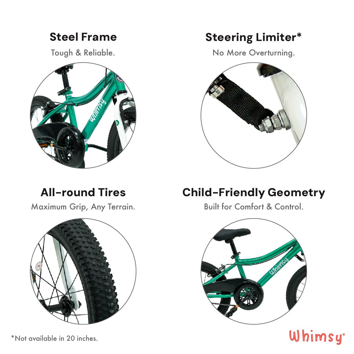 Whimsy Wheels Classic 16" Kids Bike - Green - Marah Kids