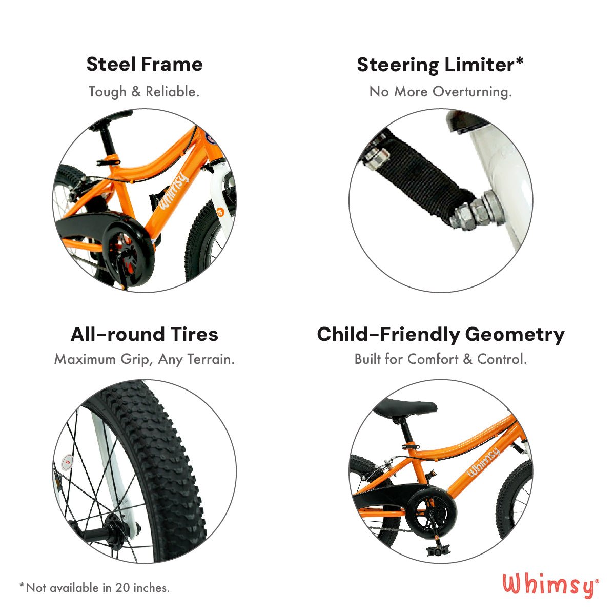 Whimsy Wheels Classic 16" Kids Bike - Orange - Marah Kids