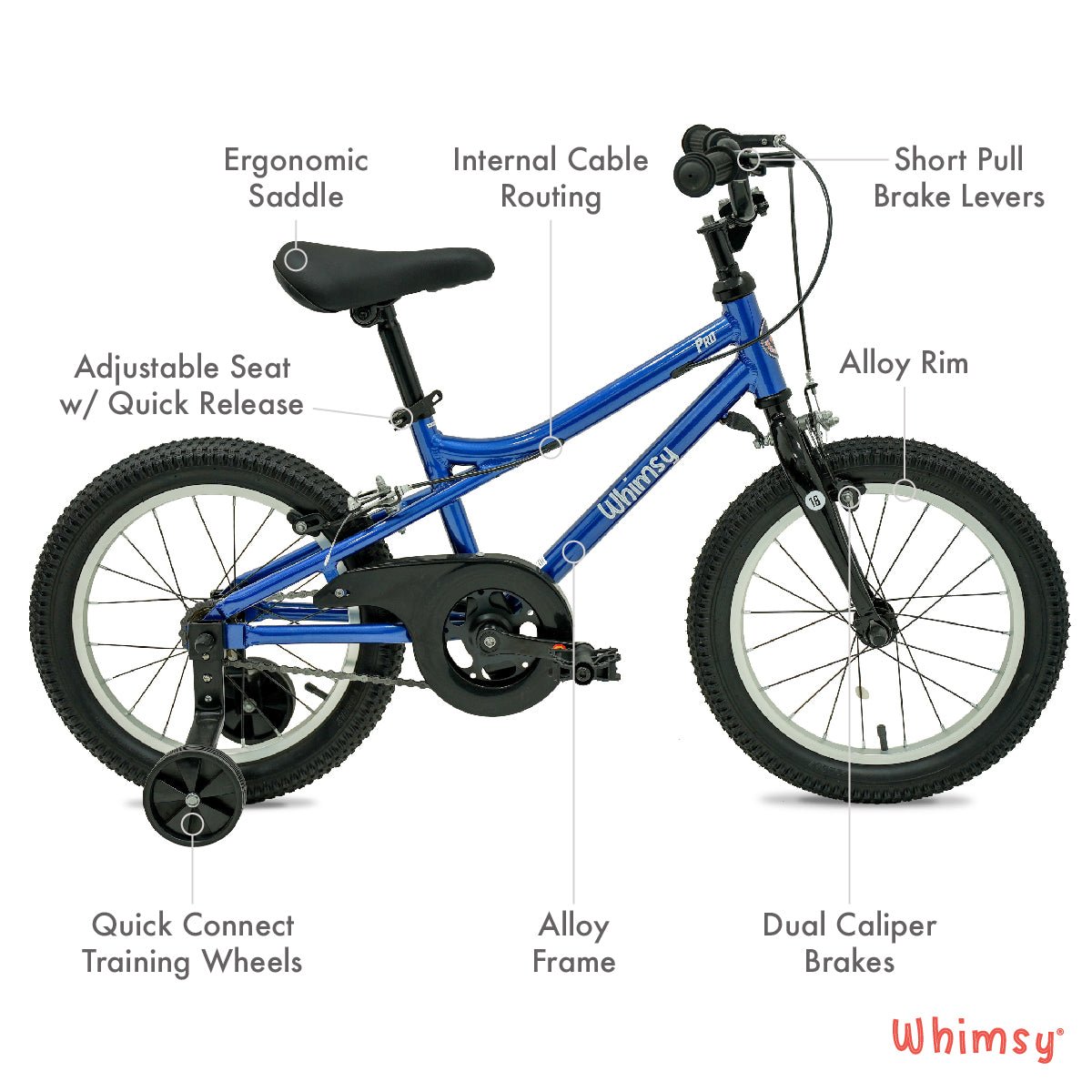 Whimsy Wheels Pro Aluminum 16" Kids Bike - Blue - Marah Kids